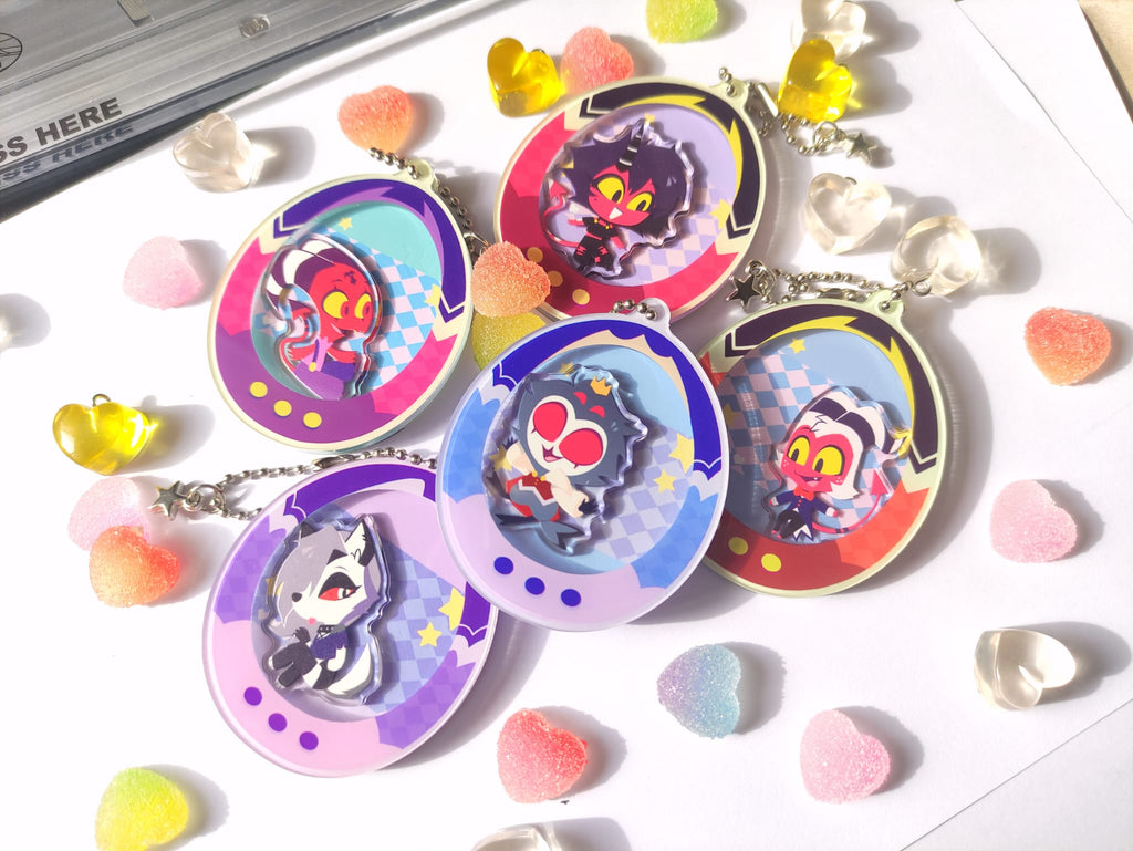 Helluva Boss Tamagotchis Acrylic Shaker Keychains