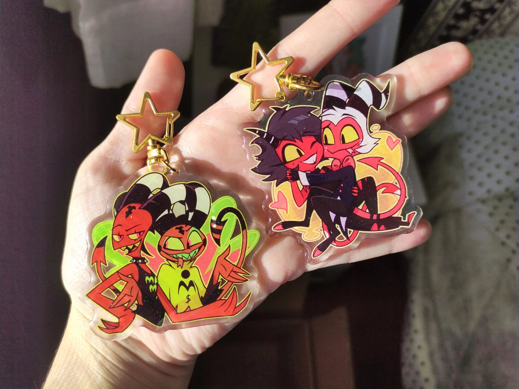 Acrylic Gloss Epoxy Keychains Helluva Boss
