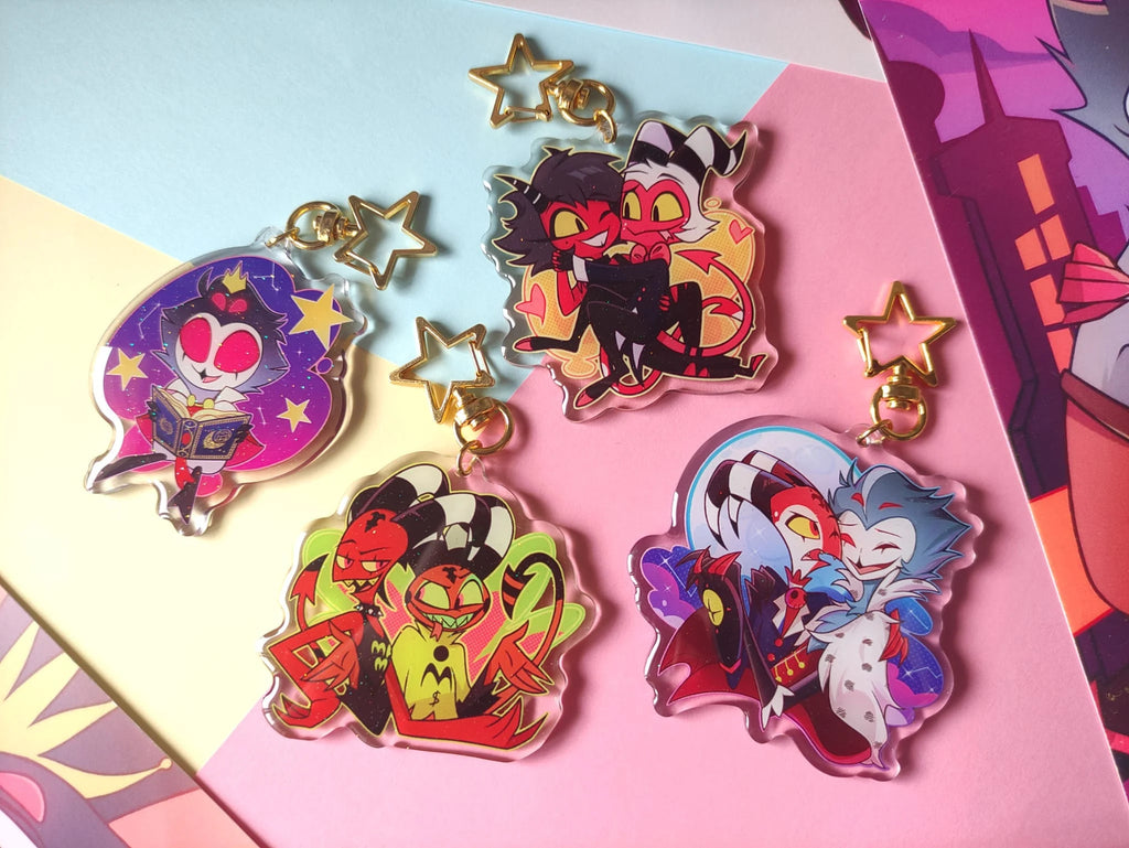 Acrylic Gloss Epoxy Keychains Helluva Boss