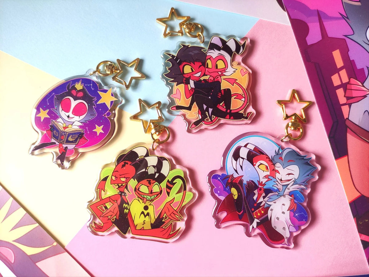 Acrylic Gloss Epoxy Keychains Helluva Boss