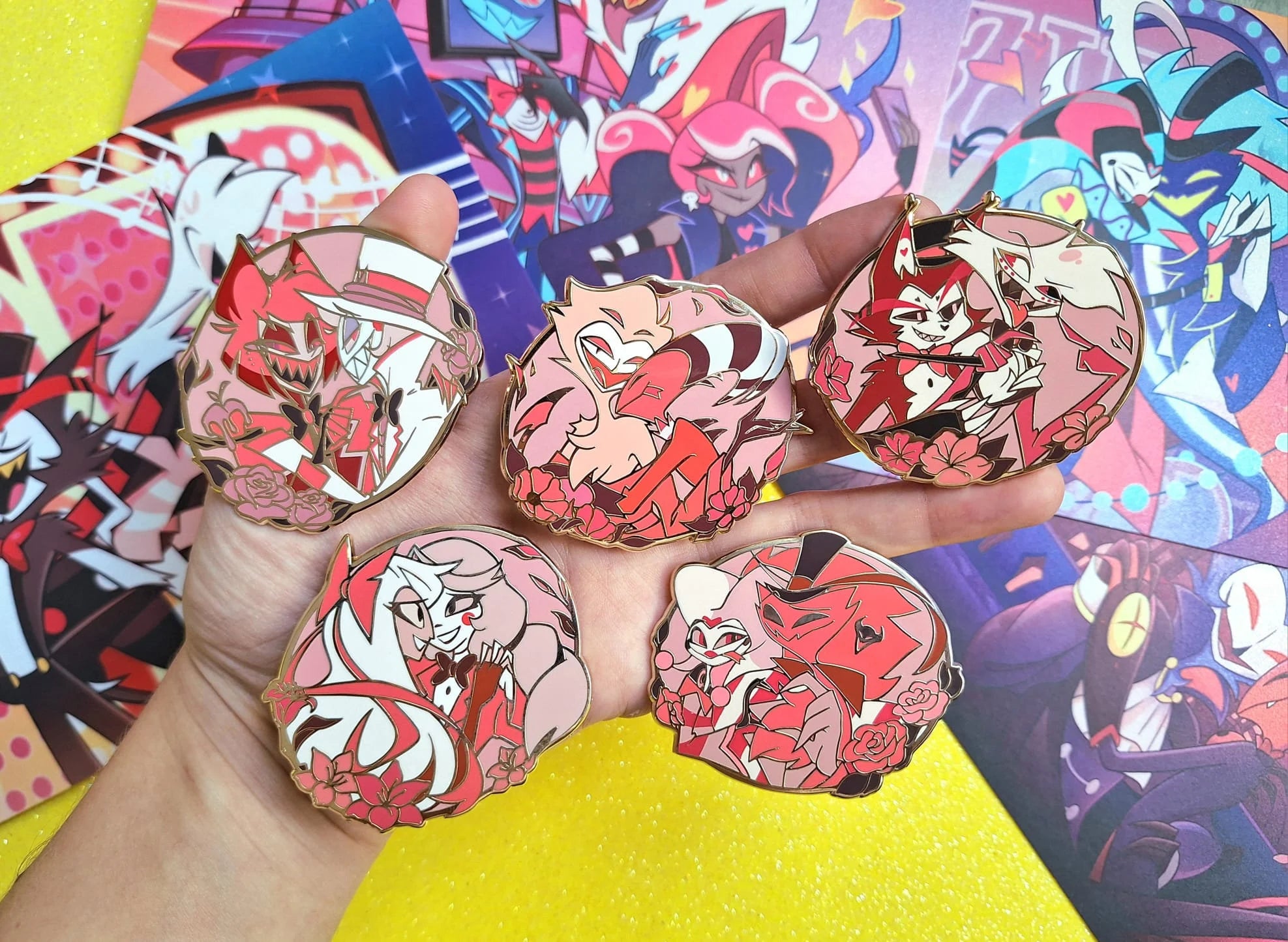 Hard Gold Enamel Pin Collection Helluva Boss Hazbin fizzarozzie Blitz Stolas radioapple alastor lucifer Fizz Fizzarolli Stolitz
