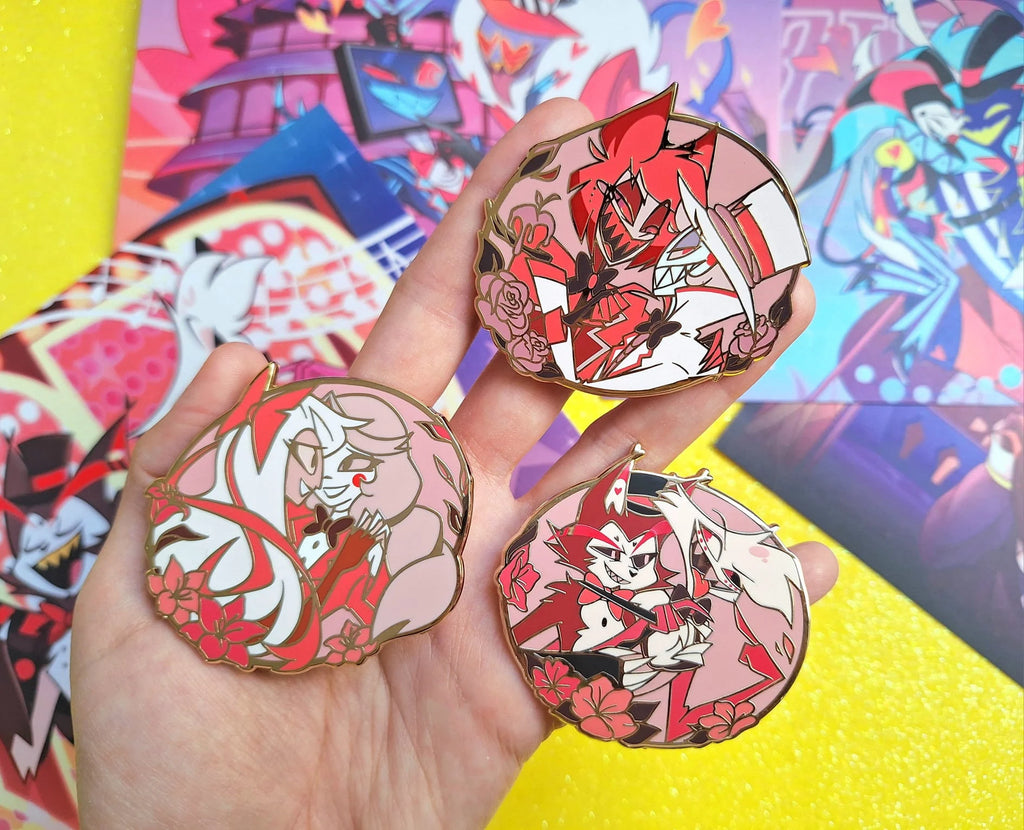 Hard Gold Enamel Pin Collection Helluva Boss Hazbin fizzarozzie Blitz Stolas radioapple alastor lucifer Fizz Fizzarolli Stolitz