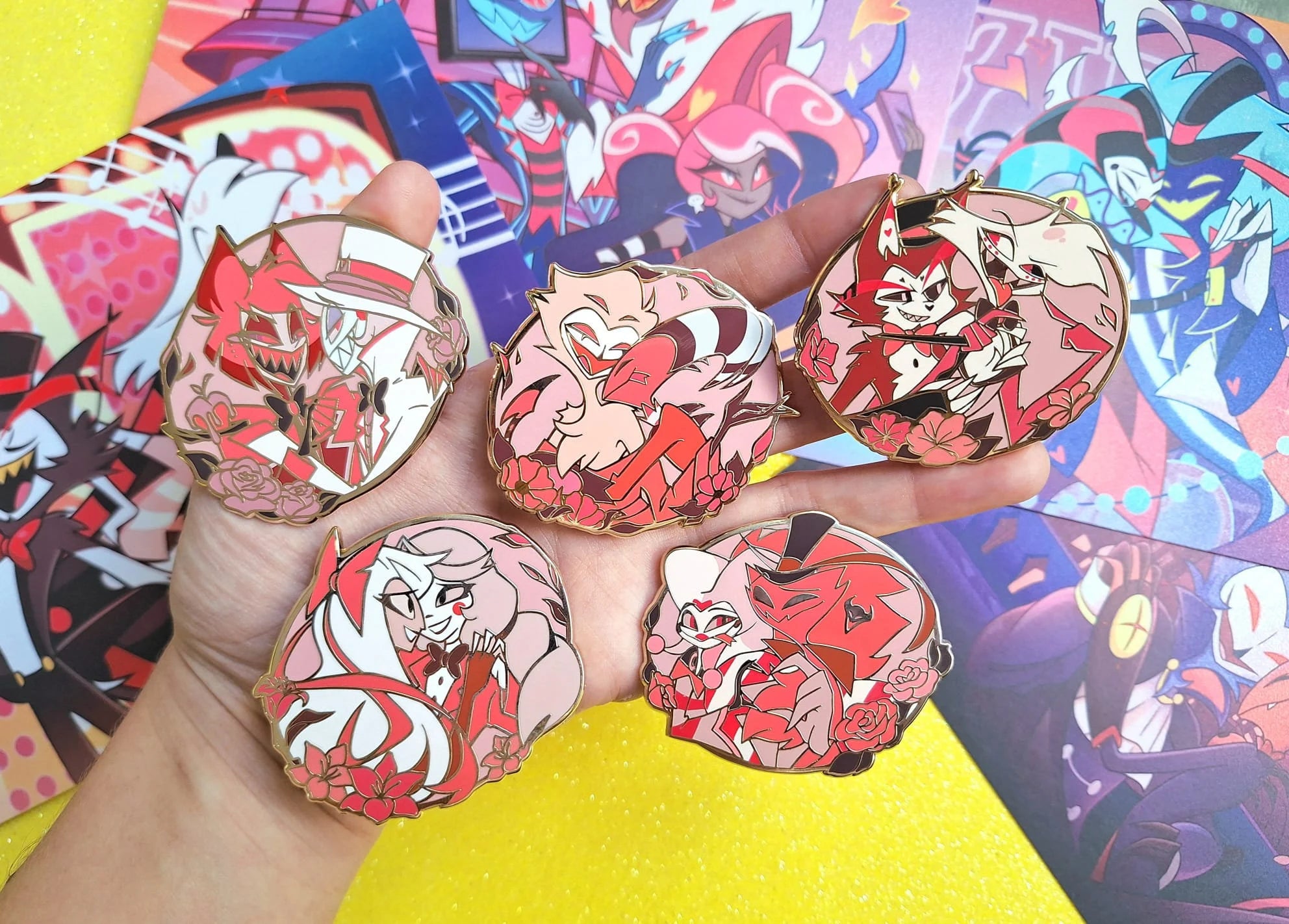 Hard Gold Enamel Pin Collection Helluva Boss Hazbin fizzarozzie Blitz Stolas radioapple alastor lucifer Fizz Fizzarolli Stolitz